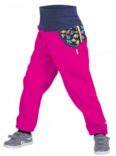 Unuo Dívčí softshellové kalhoty s fleecem Souhvězdí medvěda Fuchsia - růžové