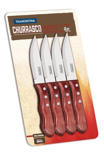 Tramontina CHURRASCO nůž Jumbo 4 ks 12 cm červené dřevo