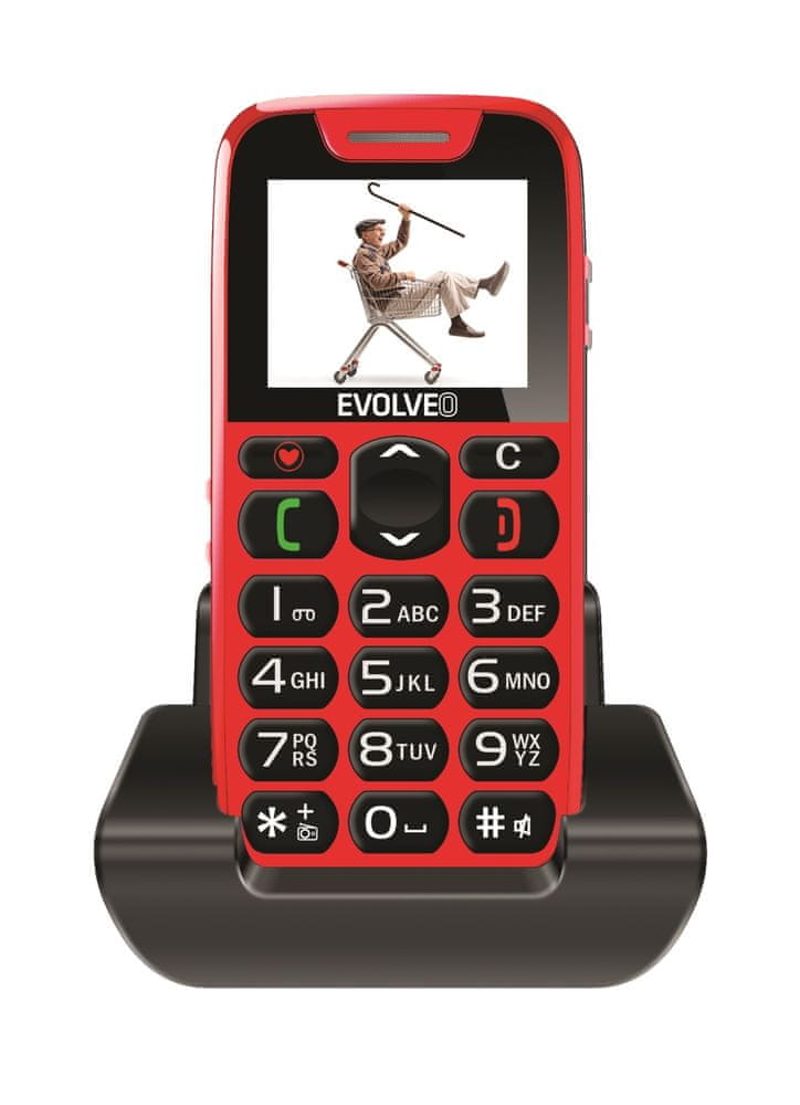 Levně Evolveo EasyPhone s nabíjecím stojánkem, červený