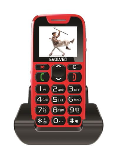 Evolveo EasyPhone s nabíjecím stojánkem, červený