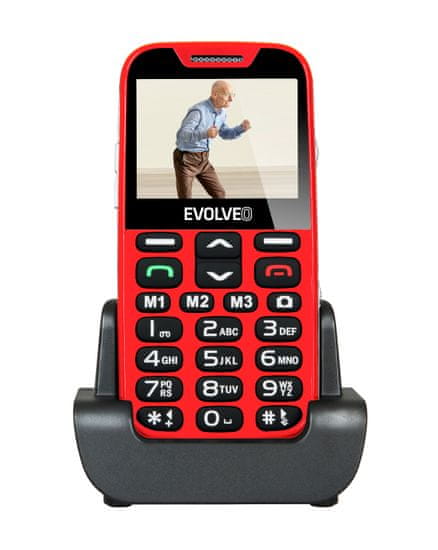 Evolveo EasyPhone XD, červený, nabíjecí stojánek