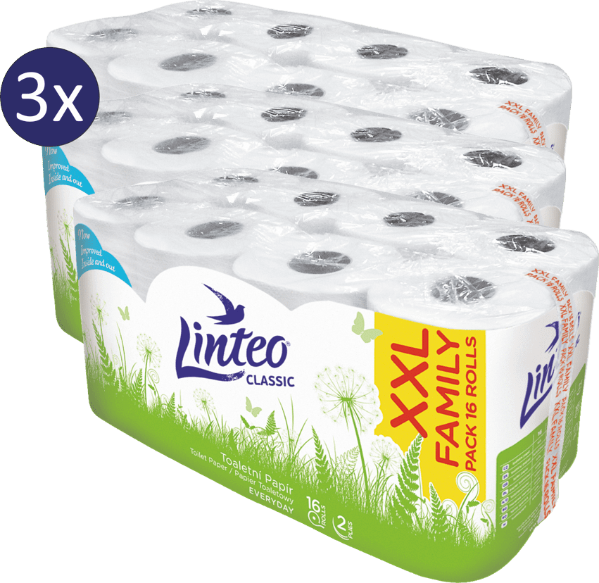 Levně LINTEO Classic Toaletní papír 2-vrstvý, 3 x 16 rolí