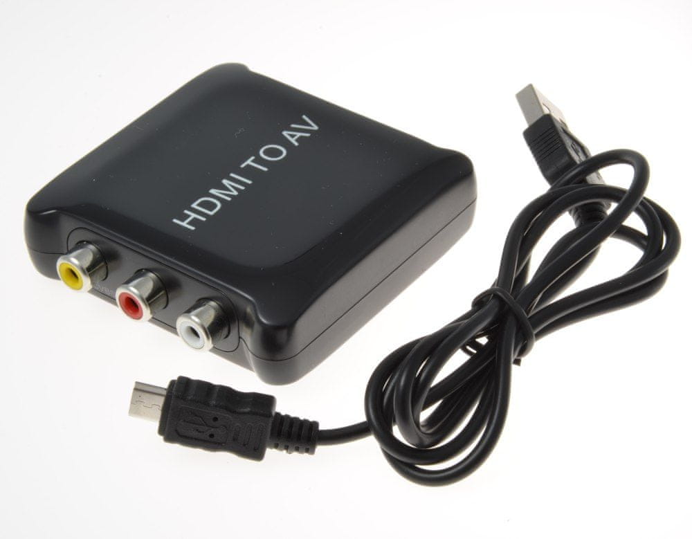 PremiumCord Převodník HDMI na kompozitní signál a stereo zvuk khcon-16, černý