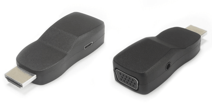 PremiumCord Převodník HDMI na VGA miniaturní provedení se zvukem a napájecím konektorem, černý khcon-21