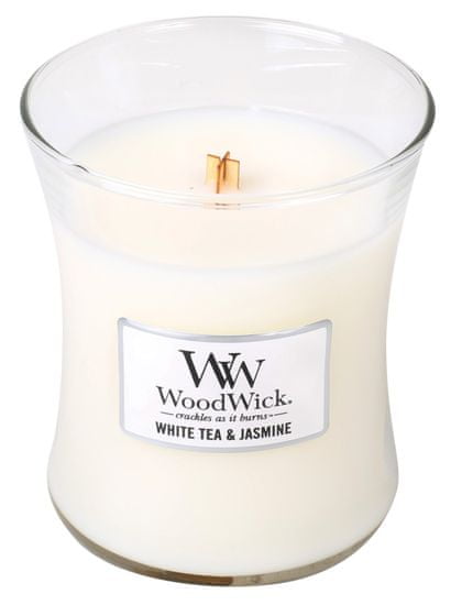 Woodwick Vonná svíčka Bílý čaj a jasmín 275 g