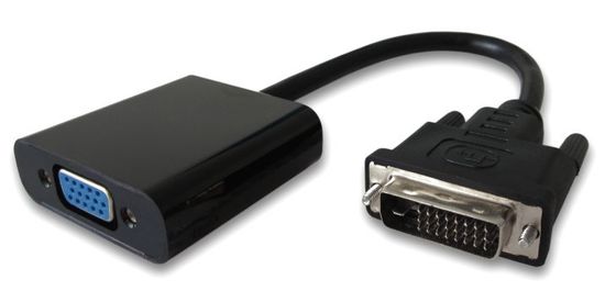 PremiumCord Převodník DVI na VGA s krátkým kabelem, černý khcon-22