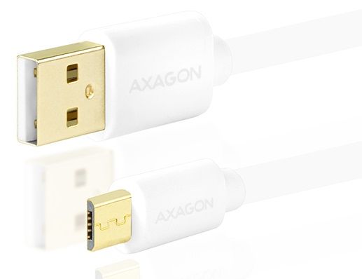 AXAGON BUMM-AM05QW, HQ Kabel MicroUSB <-> USB A, datový a nabíjecí 2 A, bílý, 0,5 m