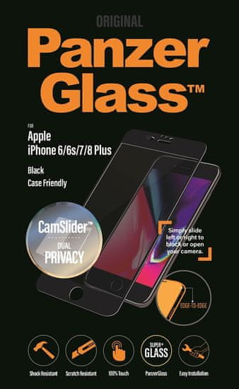 PanzerGlass Edge-to-Edge Privacy pro Apple iPhone 6/6s/7/8 Plus černé s CamSlider (P2651)