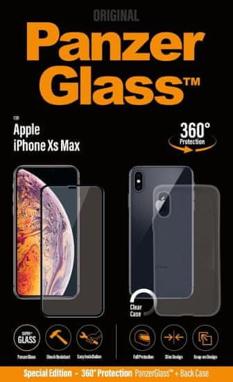 PanzerGlass Premium Bundle pro Apple iPhone Xs Max černé + pouzdro B2644
