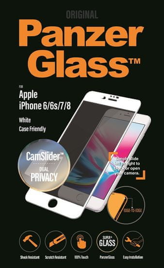 PanzerGlass Edge-to-Edge Privacy pro Apple iPhone 6/6s/7/8 bílé s CamSlider (P2652)