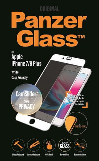 PanzerGlass Edge-to-Edge Privacy pro Apple iPhone 6/6s/7/8 Plus bílé s CamSlider (P2653)
