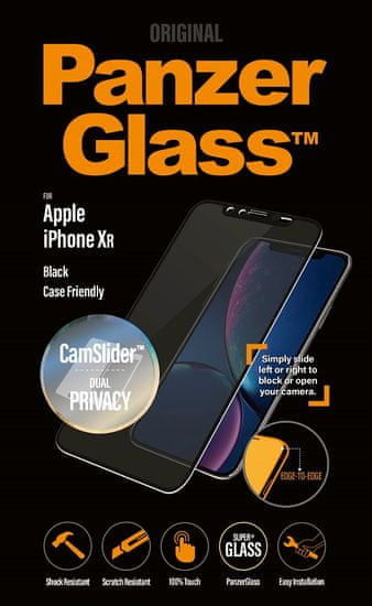 PanzerGlass Edge-to-Edge Privacy pro Apple iPhone Xr černé s CamSlider (P2657)