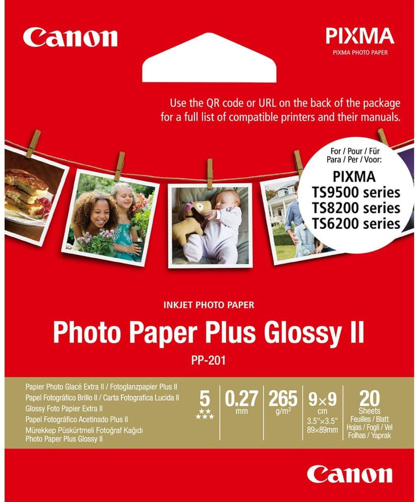 Levně Canon fotopapír PLUS PP-201, 9x9 cm, 20 listů, lesklý (2311B070)
