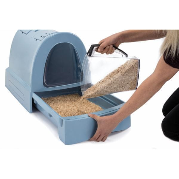 IMAC Krytý kočičí záchod s výsuvnou zásuvkou pro stelivo modrá 40×56×42,5 cm