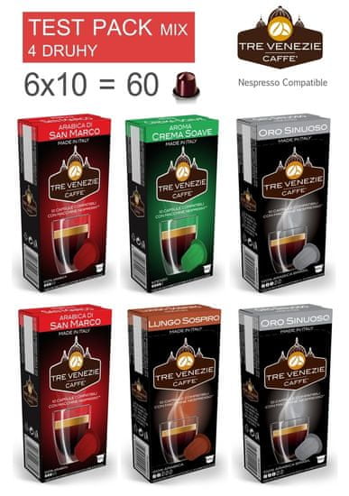 Tre Venezie Mix pack kapsle pro kávovary Nespresso, 6× 10 ks