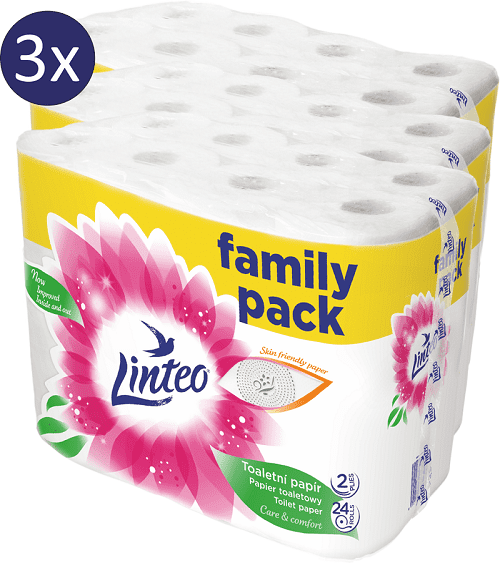Levně LINTEO Toaletní papír bílý 3 x 24 rolí 2-vrstvý