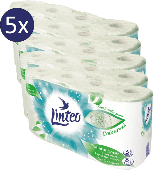 Levně LINTEO Toaletní papír zelený 5 x 8 rolí 3-vrstvý