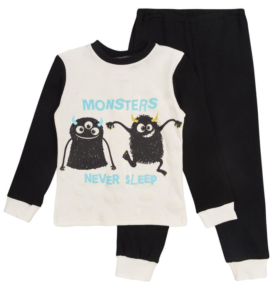 Garnamama chlapecké svítící pyžamo Monsters 122 černá/bílá