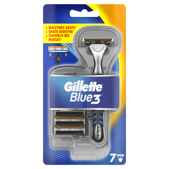 Gillette Blue3 Pánský holicí strojek + holicí hlavice 7 ks 