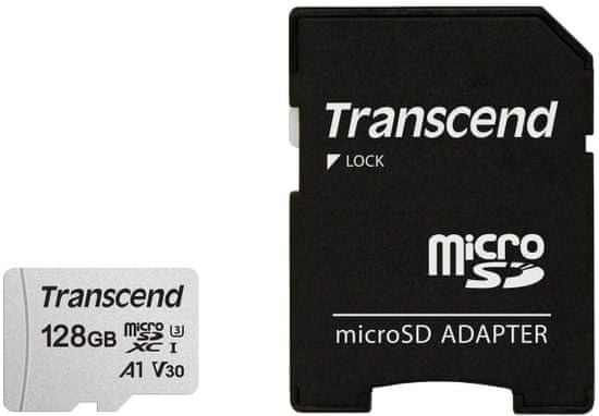 Transcend microSDXC 128GB, 300S, UHS-I, U3 + adaptér (TS128GUSD300S-A)