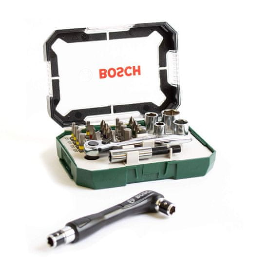 Bosch 26dílná sada s ráčnou + šroubovák 2607017393