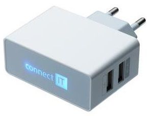 Connect IT Nabíjecí adaptér POWER CHARGER 2× USB port 2,1 A/1 A, bílý CI-151