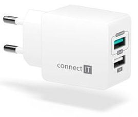 Connect IT Fast Charge nabíjecí adaptér 2× USB-A, 3,4 A, bílý CWC-2015-WH