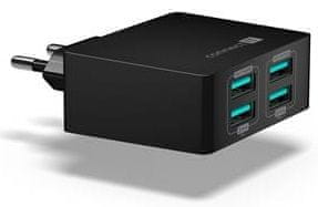 Connect IT Fast Charge nabíjecí adaptér 4× USB-A, 4,8 A, černý CWC-4010-BK