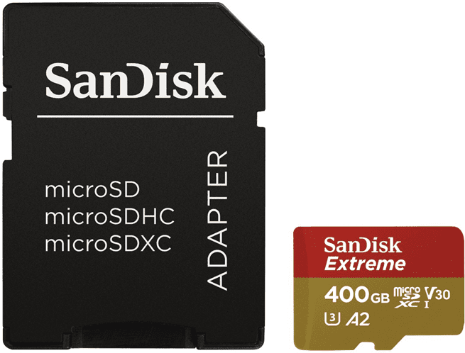 Levně SanDisk Extreme Micro SDXC 400GB A2 C10 V30 UHS-I + adaptér (SDSQXA1-400G-GN6MA)