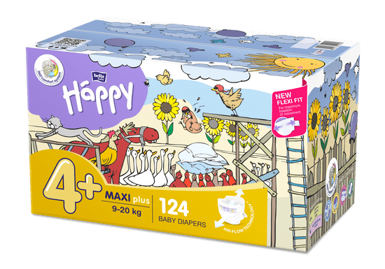 Bella Happy 4+ Maxi Plus Box (9-20 kg) 124 ks