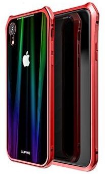 Luphie CASE Aurora Snaps Magnetic Aluminium Hard Case Glass Red/Black pro iPhone XR 2442699