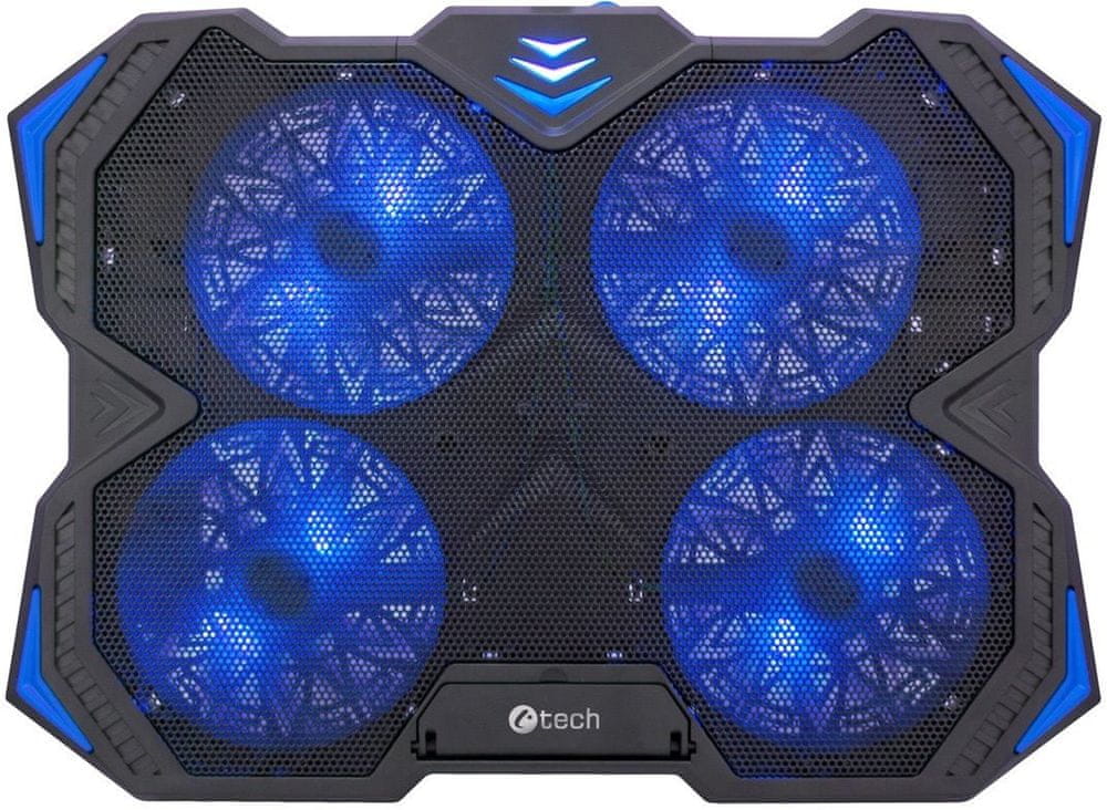 C-Tech Chladící podložka C-TECH Zefyros (GCP-01B), casual gaming, 17,3", modré podsvícení, regulace otáček