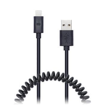Connect IT Wirez Apple Lightning - USB spirálový flexibilní kabel, 1,2 m, černý CI-682