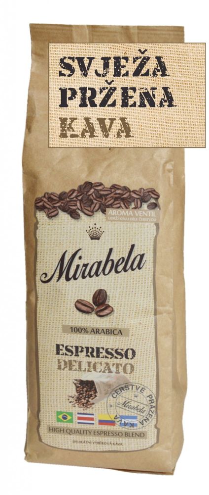 Mirabela čerstvá káva ESPRESSO DELICATO EXPIRACE 05/11/2022