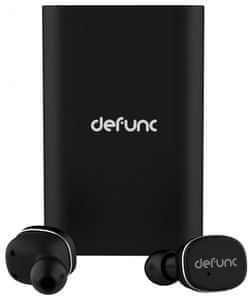 přenosná sluchátka Defunc True Bluetooth 10 m dosah signálu vestavěná baterie 3 h výdrž powerbanka pouzdro rychlonabíjení