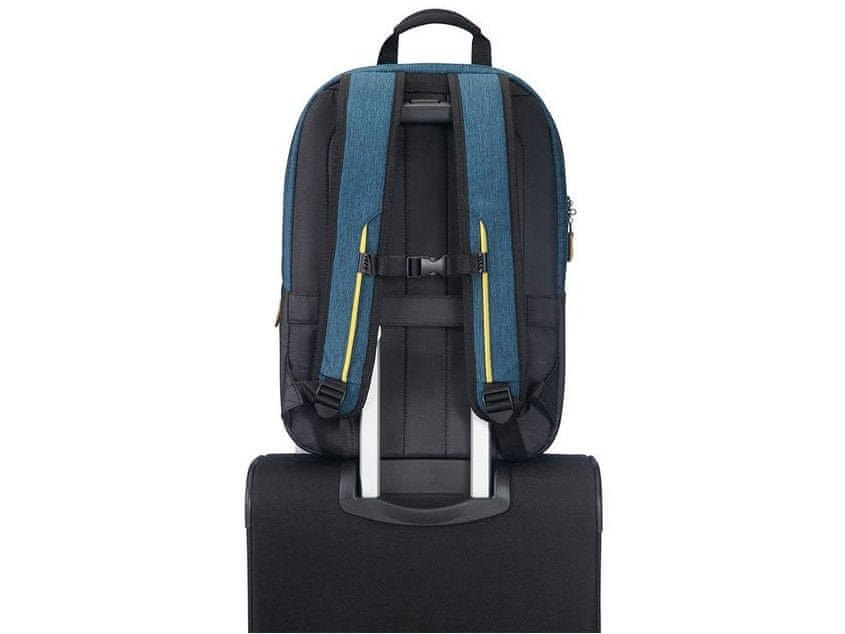American Tourister City Drift Laptop Backpack na záda i na kufr