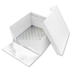 PME Podložka dortová stříbrná čtverec 22,8cm x 22,8cm + dortová krabice s víkem 