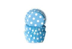 House of Marie Cukrářský košíček mini světle modrý puntíkovaný 60ks 