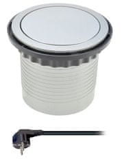 Solight Prodlužovací přívod, 4 zásuvky, stříbrný, 1,5m, výsuvný blok zásuvek, kruhový tvar