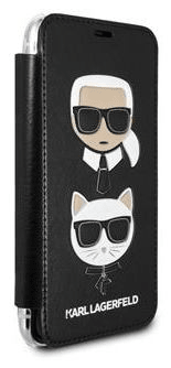 Karl Lagerfeld Karl and Choupette Book Pouzdro Black pro iPhone XS Max KLFLBKI65KICKC - zánovní