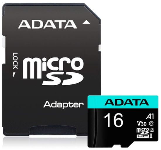 Adata MicroSDHC Premier Pro 16GB + adaptér (AUSDH16GUI3V30S-RA1)