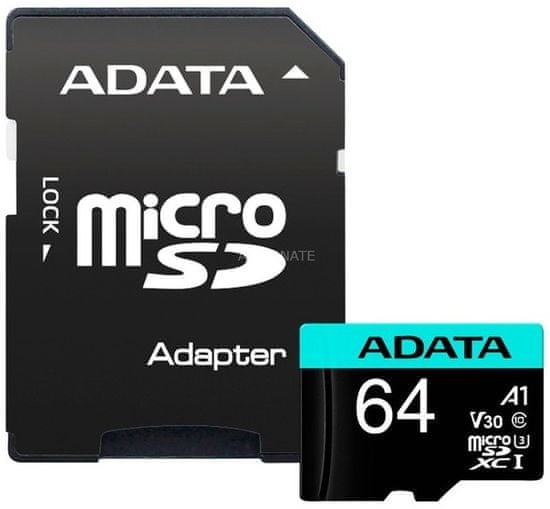Adata MicroSDXC Premier Pro 64GB + adaptér (AUSDX64GUI3V30SA1-RA1)