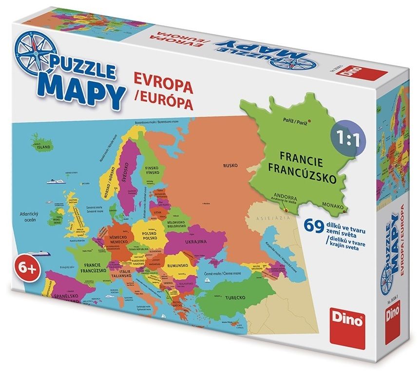 Levně Dino Puzzle Mapy Evropa 69 dílků