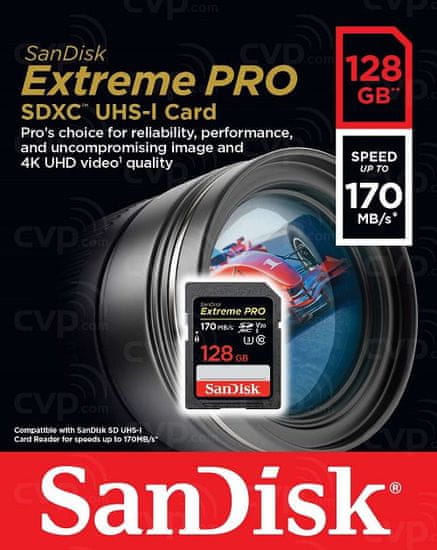 SanDisk SDXC Extreme Pro 128GB 170MB/s class 10 UHS-I U3 V30 (SDSDXXY-128G-GN4IN)