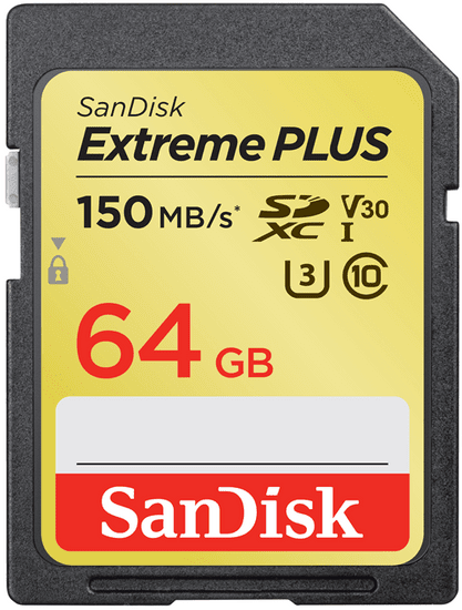 SanDisk Extreme Plus SDXC 64GB 90 MB/s C10 V30 UHS-I U3 (SDSDXW6-064G-GNCIN) - rozbaleno
