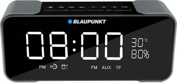 přenosný Bluetooth reproduktor hodiny radiobudík bt16clock baterie s výdrží 8 h na 1 nabití fm tuner paměť na 50 stanic