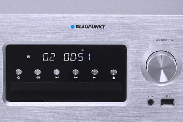 Blaupunkt ms70bt mikrorendszer, teljesítmény akár 420 W, RMS teljesítmény 140 W, magas hangzású hangfal textil membránnal, mély basszusok kiváló hangtulajdonságokkal