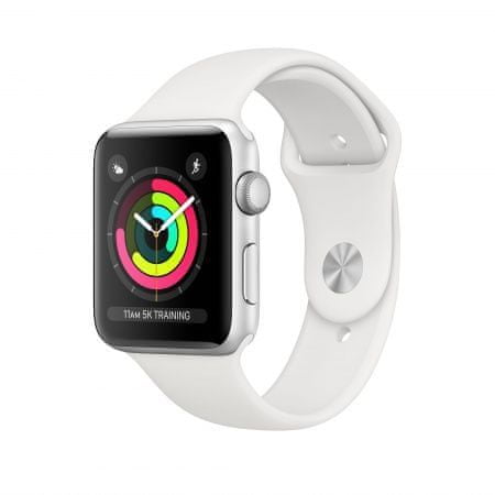 Apple Watch Series 3 GPS, 38mm Silver Aluminium Case with White Sport Band MTEY2CN/A - rozbaleno