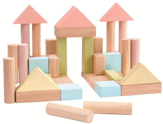 Plan Toys Stavební kostky 40 ks pastelové