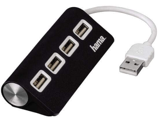 Hama USB 2.0 Hub 1:4, napájení USB, černý 12177